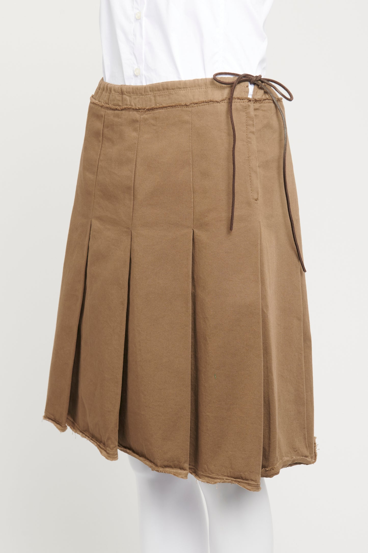 1990's Green Cotton Preowned A-Line Skirt