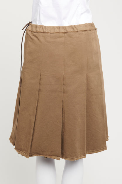1990's Green Cotton Preowned A-Line Skirt