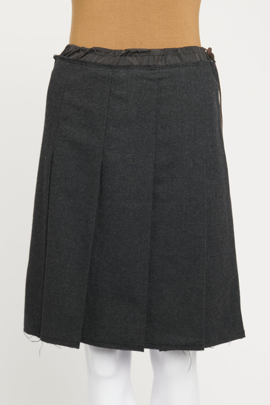 1990's Grey Marl Preowned Wool A-Line Skirt