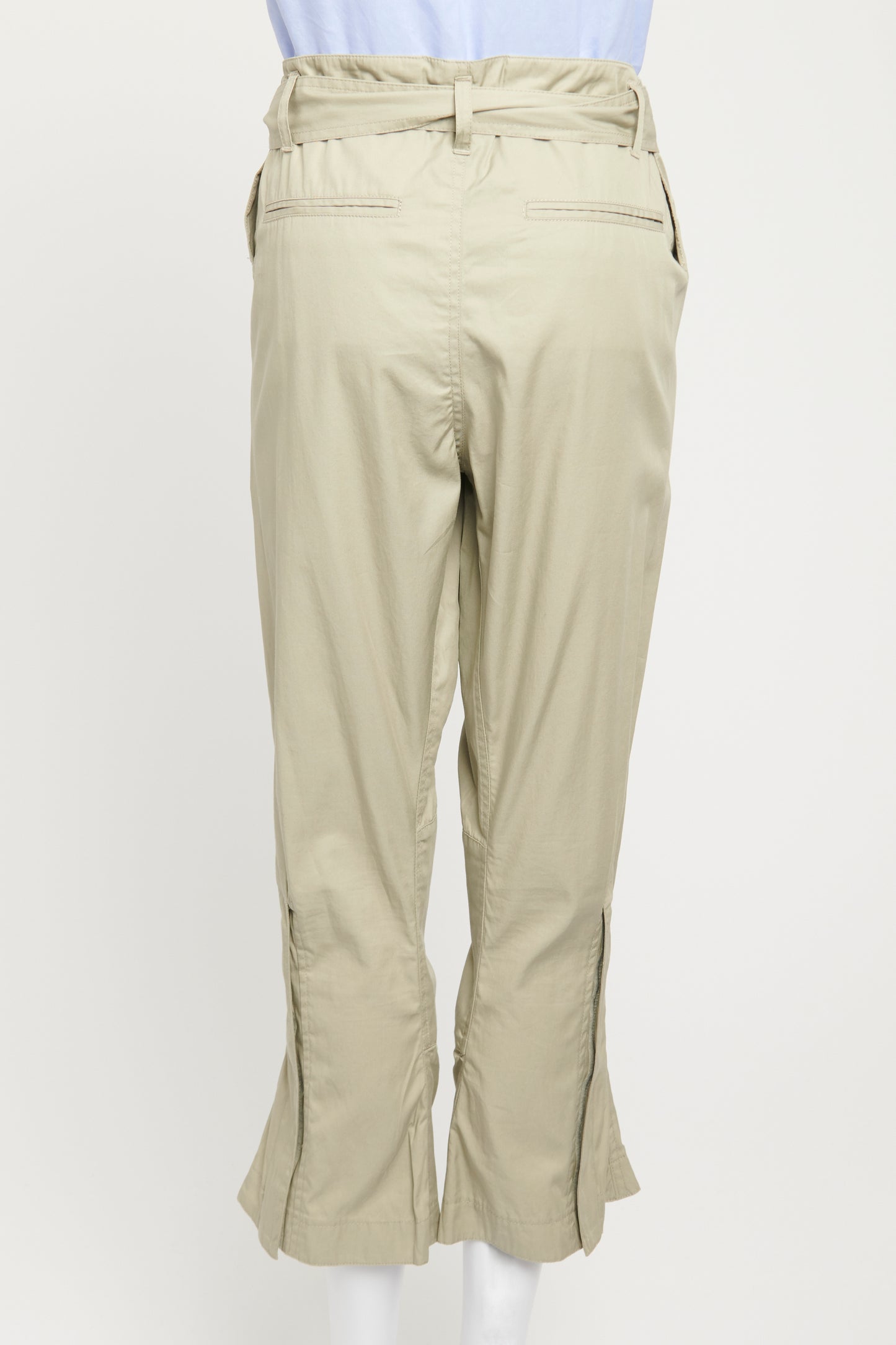 Khaki Cotton Preowned Cropped Trousers