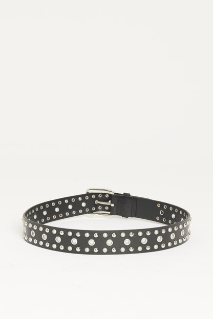 Black Leather Preowned Rica Studded Belt