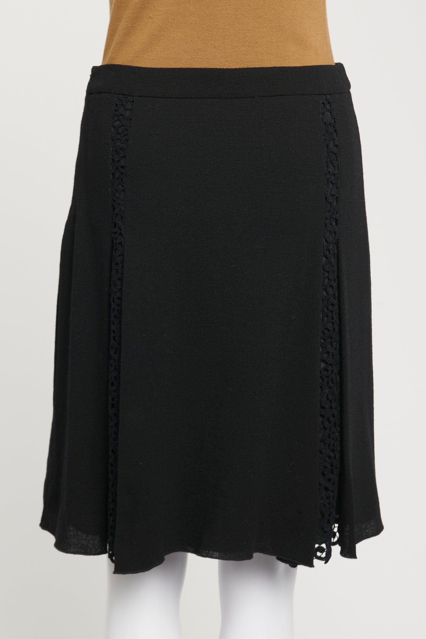 2000's Black Wool Preowned A-Line Mini Skirt