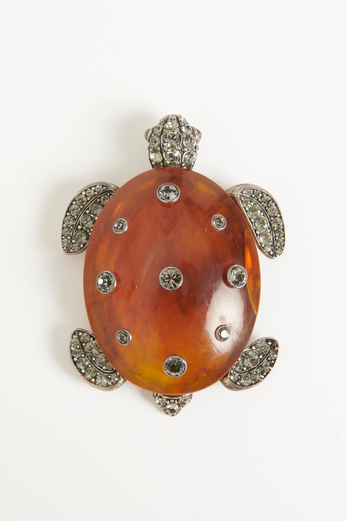 Metal Amber Preowned Large Tortoise Brooch