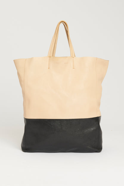 2010 Beige and Leather Preowned Colour block Cabas Tote