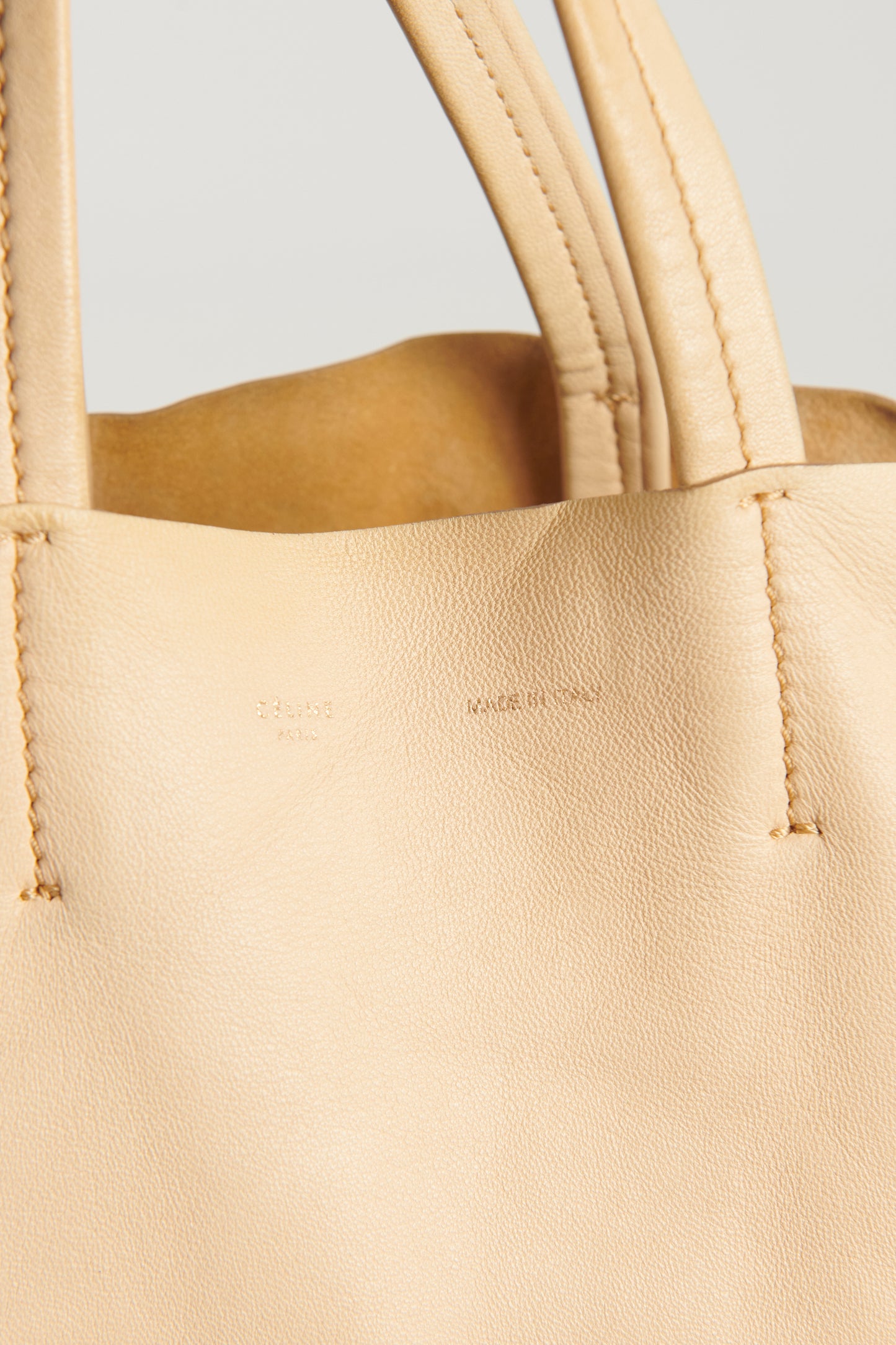 2010 Beige and Leather Preowned Colour block Cabas Tote