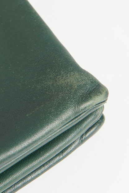 2013 Dark Green Leather Preowned Trio Crossbody Bag