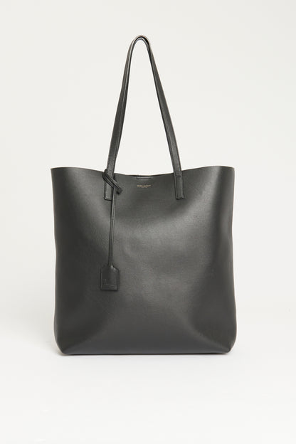 Black Leather Preowned East West Shopping Tote Bag