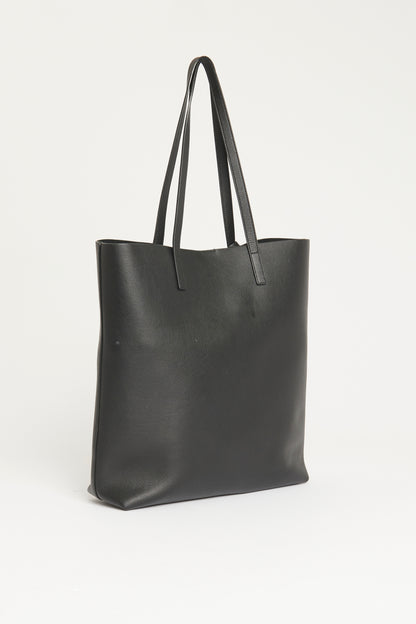 Black Leather Preowned East West Shopping Tote Bag