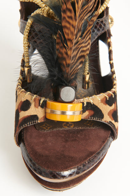 2009 Leopard Print Leather Preowned Spicy Pony Sandals
