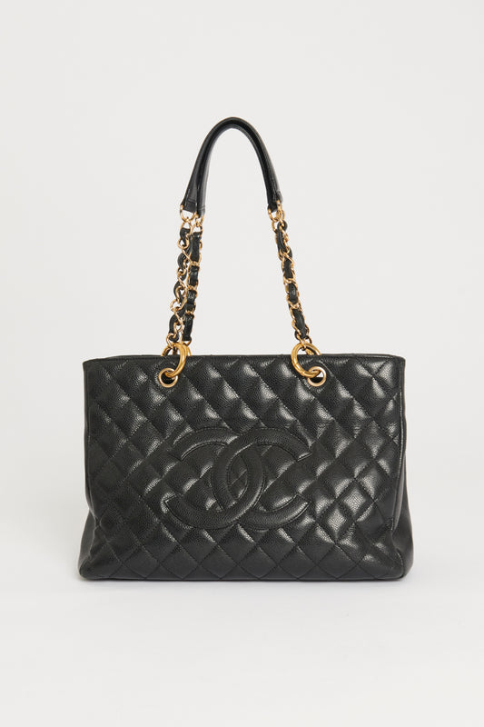 2009 Black Caviar Leather Preowned Grand Shopper Shoulder Bag