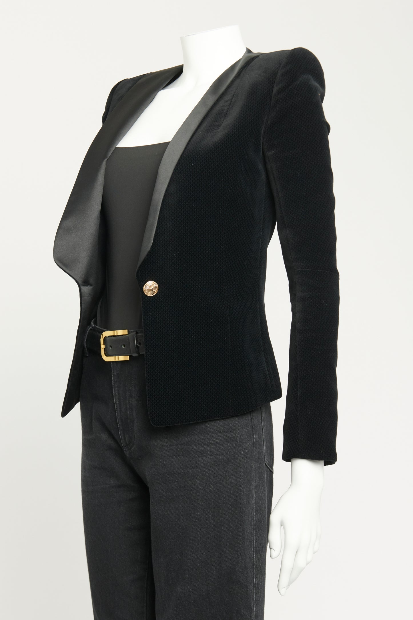 Black Velvet Shawl Lapel Preowned Blazer