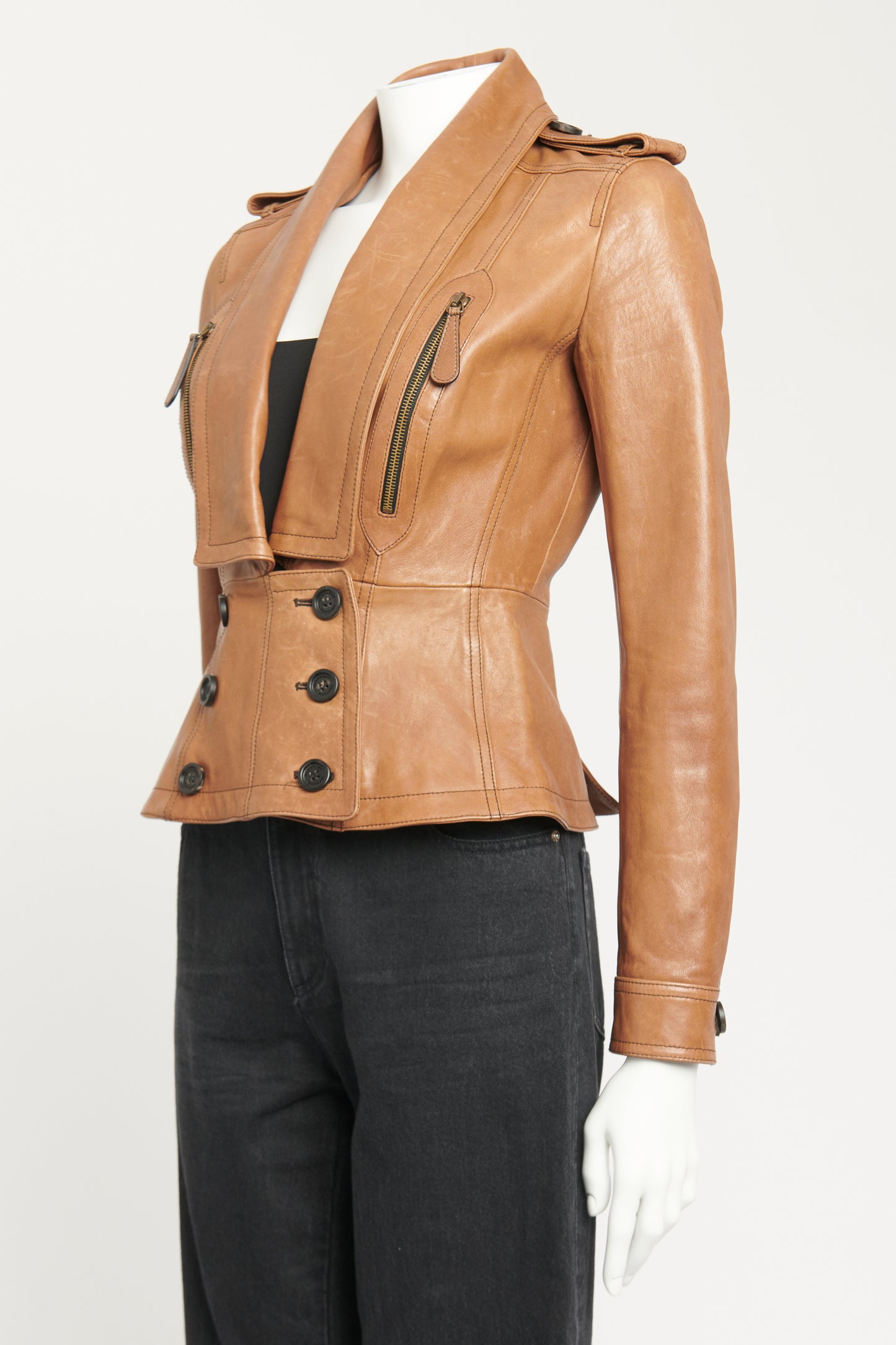 Brown Leather Preowned Jacket