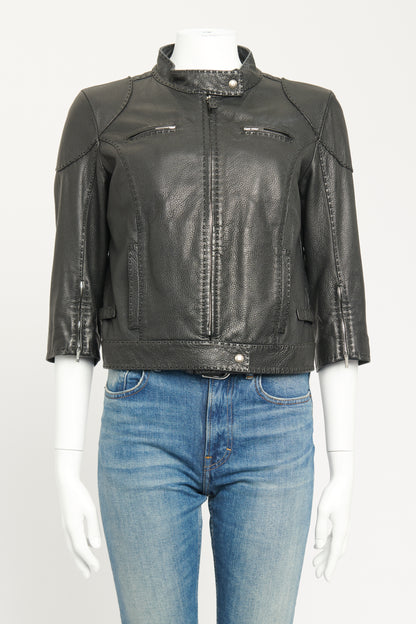 Black Leather Selleria Preowned Leather Jacket