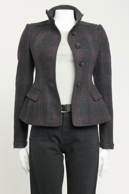 Tartan Wool Fitted Preowned Jacket