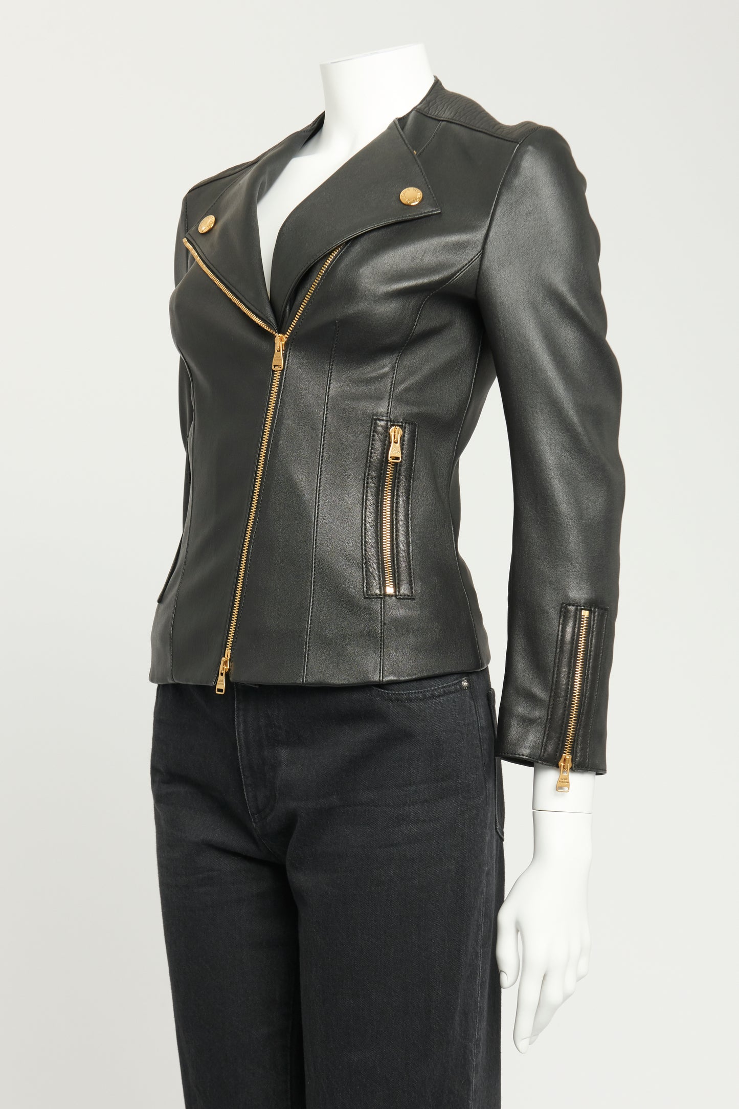 Black Leather Preowned Biker Jacket