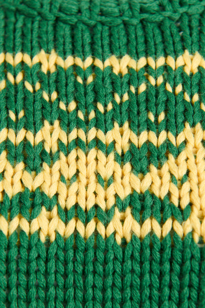 2014 Green Wool Preowned Handmade Fair Isle Chunky Knit Jumper