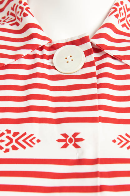 2015 Red & White Cotton Preowned Printed Shirt