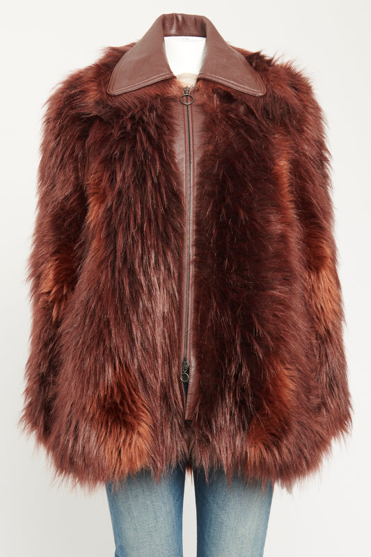 Burgundy Fur Free Fur Preowned Jacket