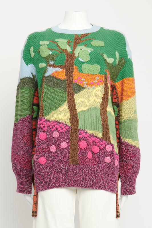 2023 Multicoloured Wool & Cotton Blend Preowned Tree of Life Jacquard Jumper