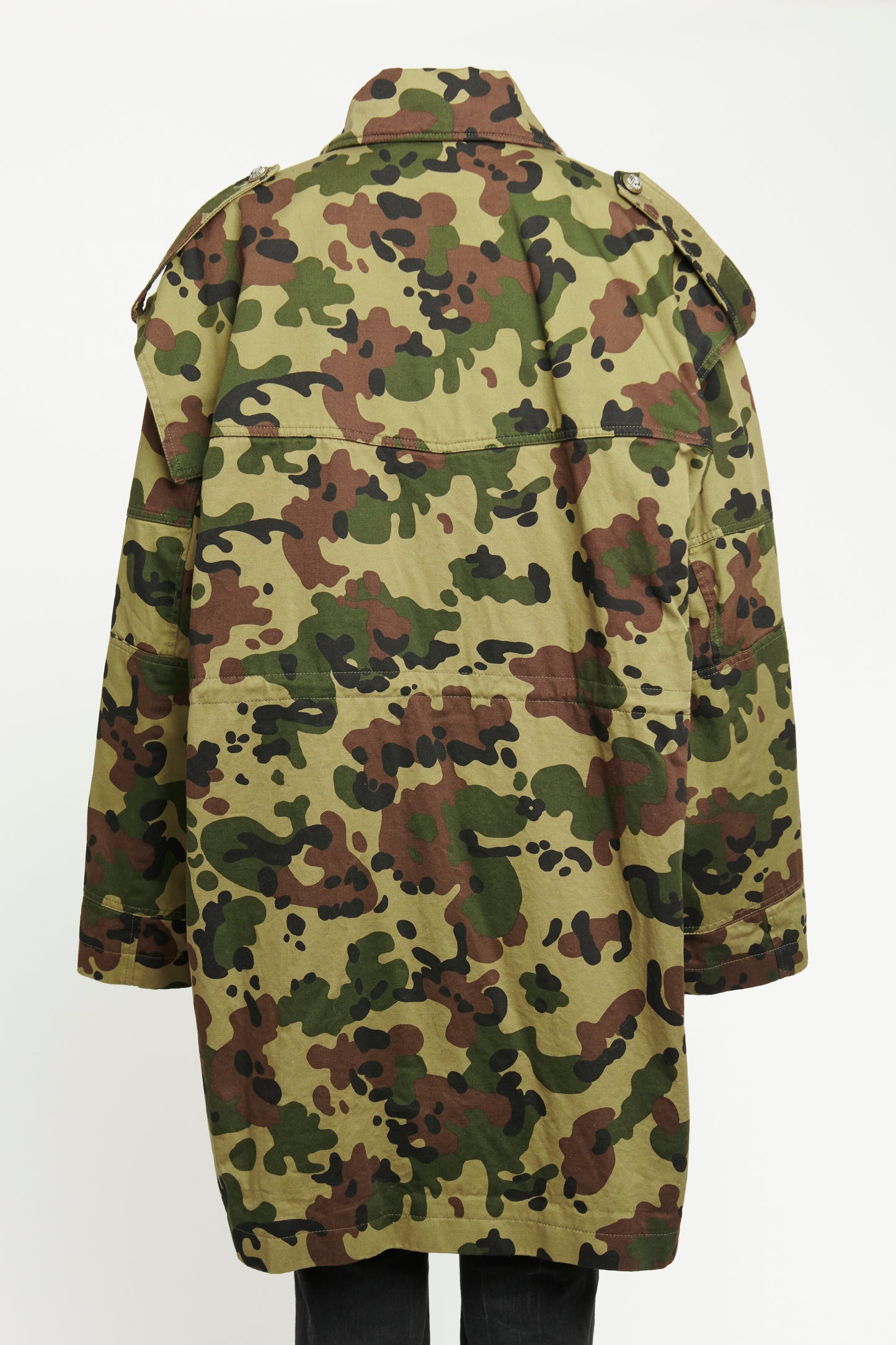 2022 Green Cotton Preowned Oversized Camouflage Military Jacket