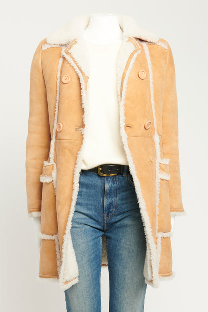 2015 Tan Shearing Preowned Double Breasted Coat