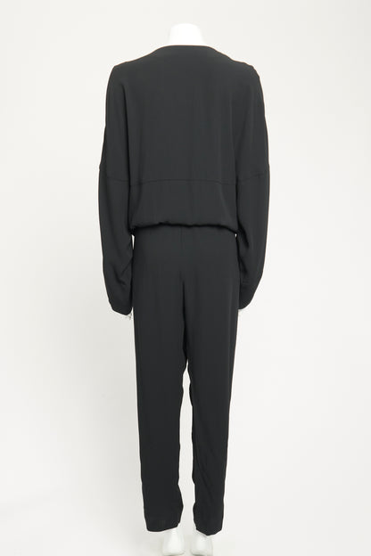 Black Asymmetric Zip Preowned Jumpsuit