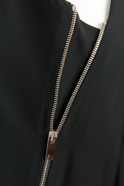 Black Asymmetric Zip Preowned Jumpsuit