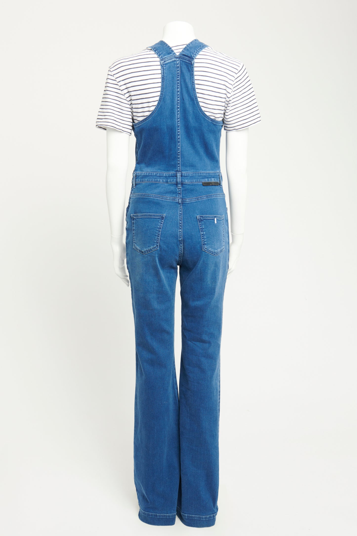 2015 Blue Stretch Denim Preowned Flared Dungarees