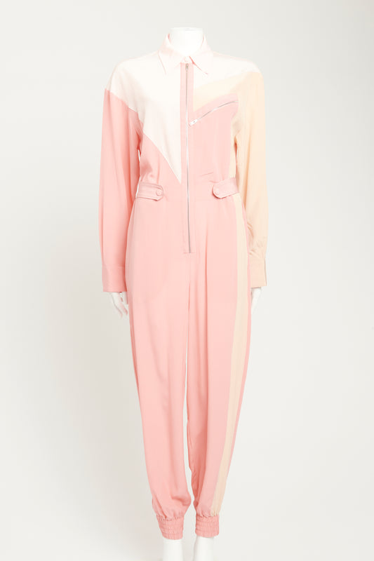 2021 Pink Silk Preowned Long Sleeved Jumpsuit
