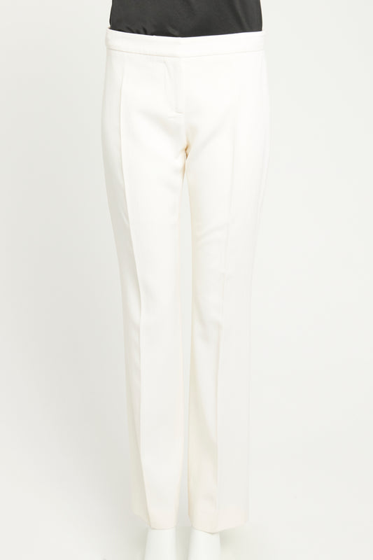 2020 Ivory Wool Preowned Straight Tailored Trousers