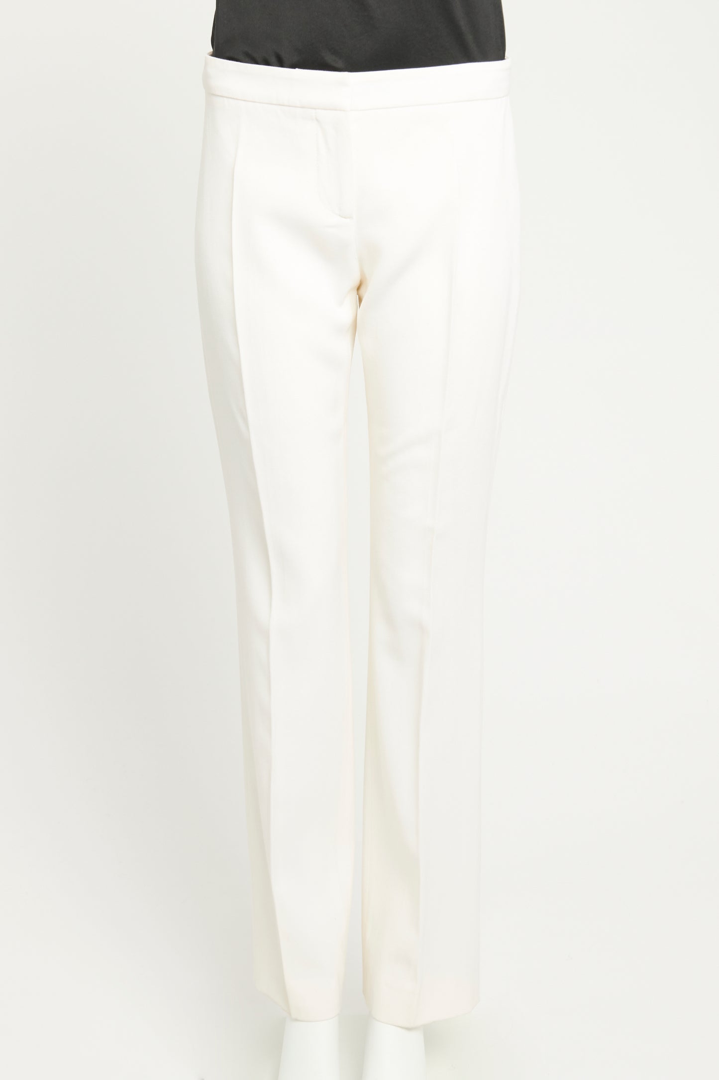 2020 Ivory Wool Preowned Straight Tailored Trousers