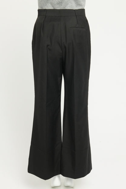 Black Wool Preowned Wide Leg Trousers