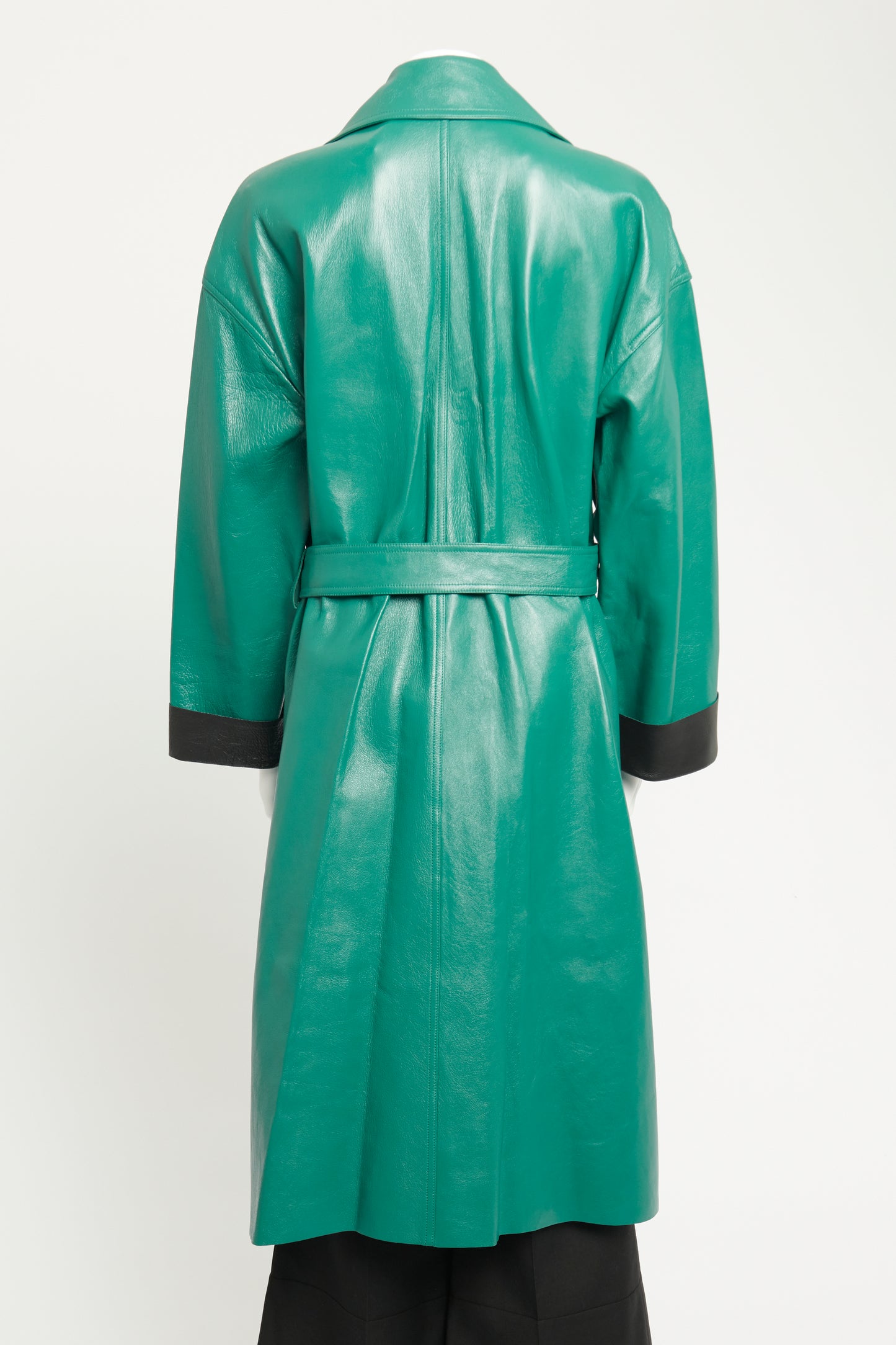2019 Teal Lambskin Preowned Oversized Trench Coat