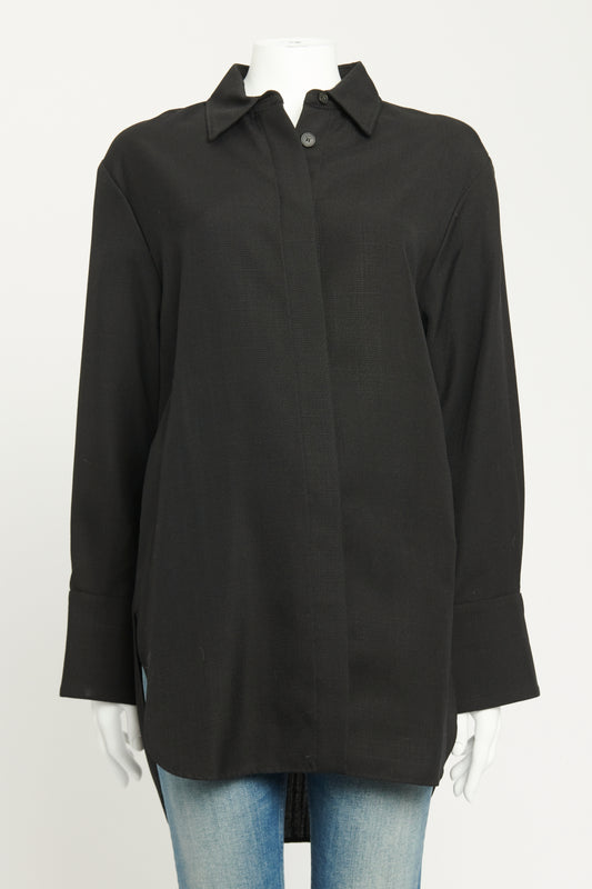 Black Viscose Preowned Brena Shantung Oversized Shirt