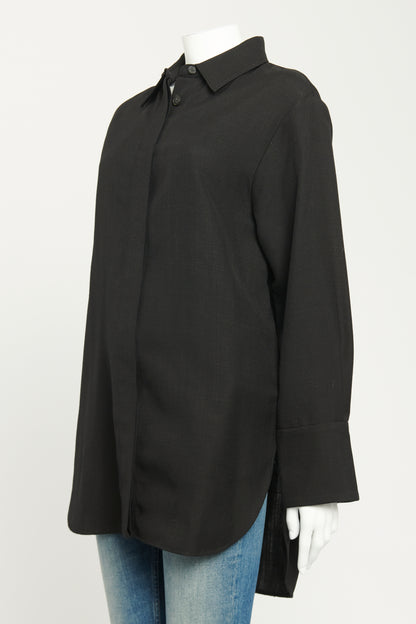 Black Viscose Preowned Brena Shantung Oversized Shirt