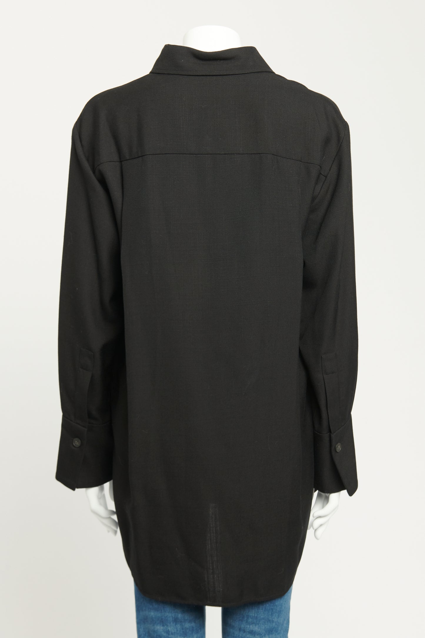 Black Viscose Preowned Brena Shantung Oversized Shirt