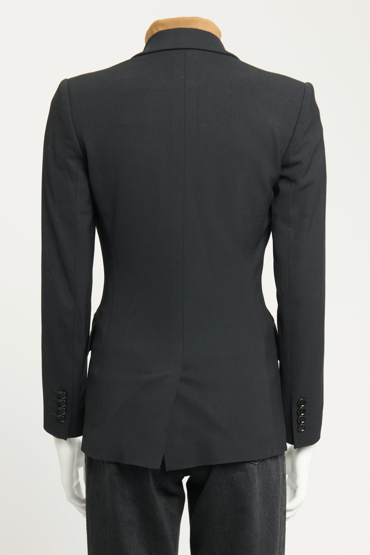 Black Viscose & Wool Blend Preowned Tailored Blazer