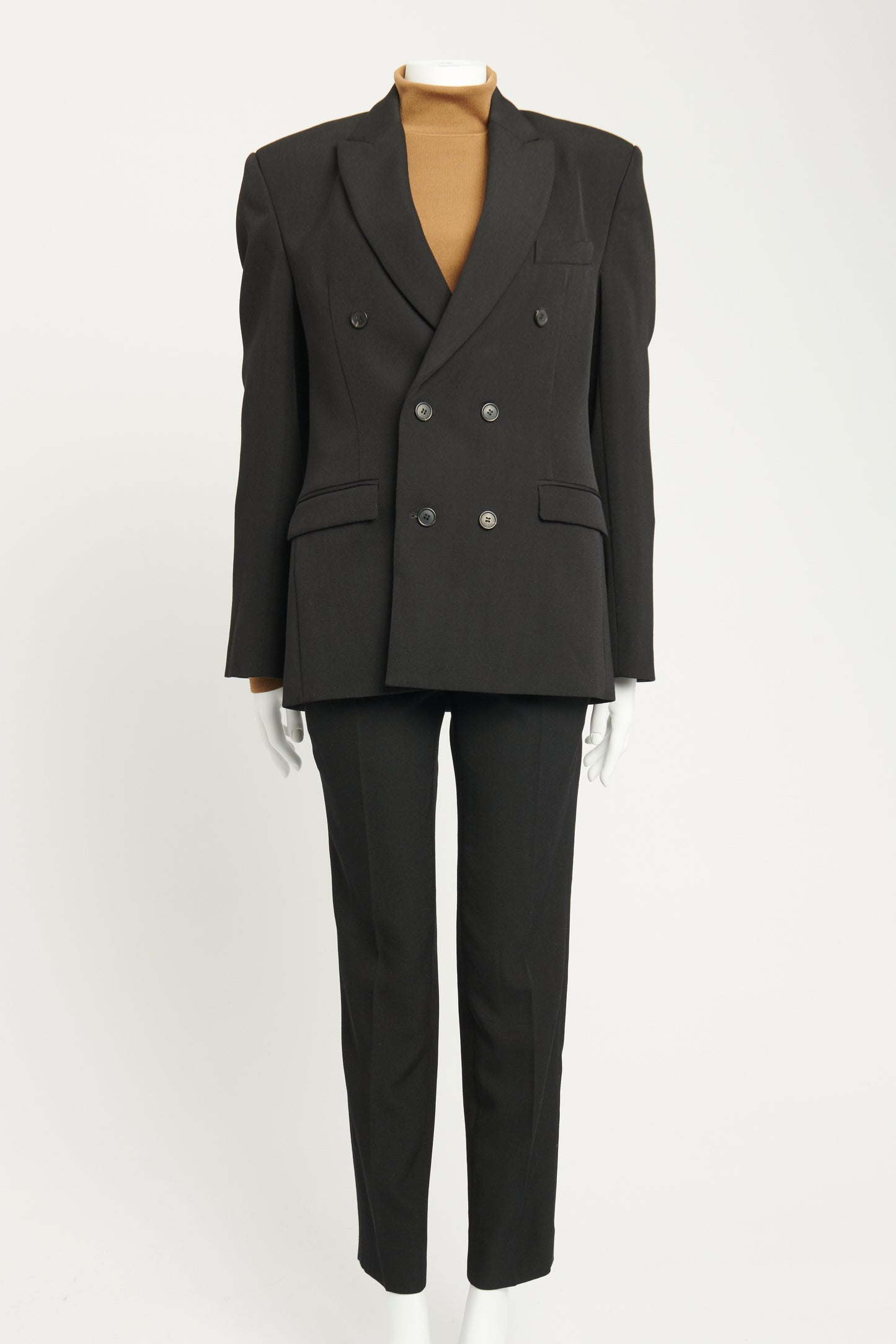 Black Wool Preowned Double Breasted Oversized Suit