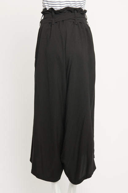 Black Belted Wide Leg Preowned Trousers