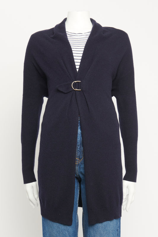 Navy Cashmere Long Preowned Cardigan