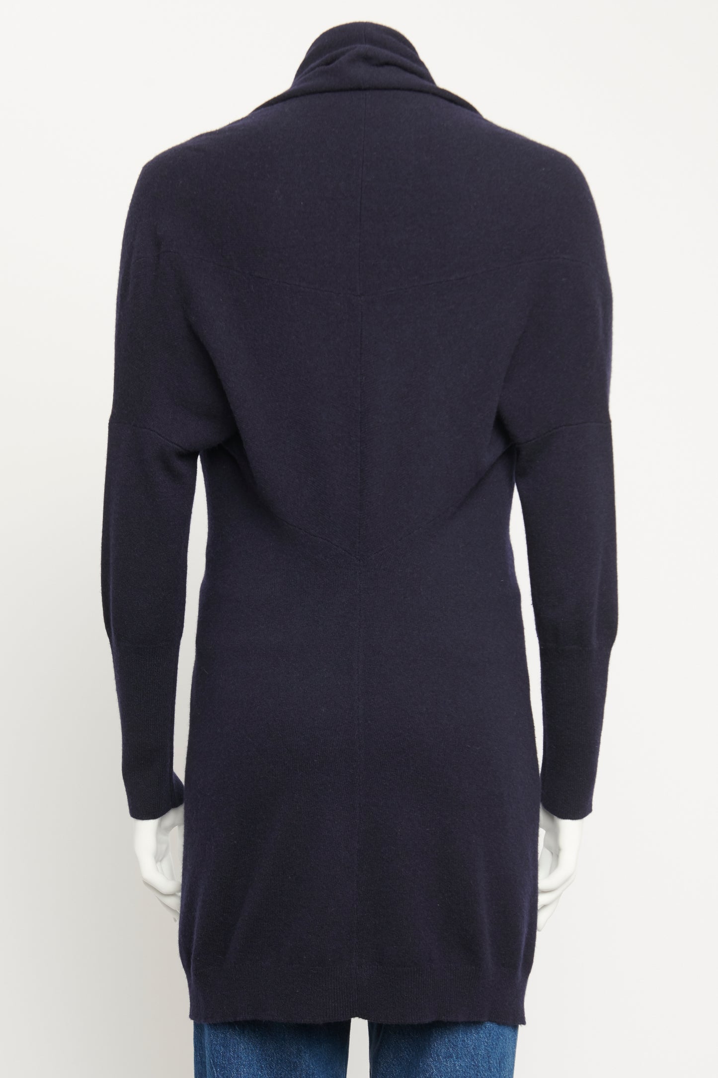 Navy Cashmere Long Preowned Cardigan