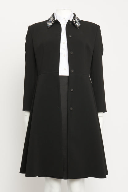 2013 Black Embellished Collar Preowned Coat