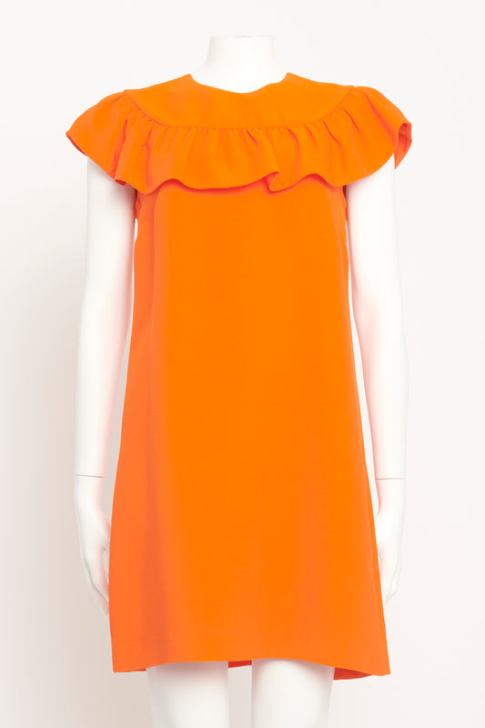2015 Orange Viscose Ruffle Preowned Dress