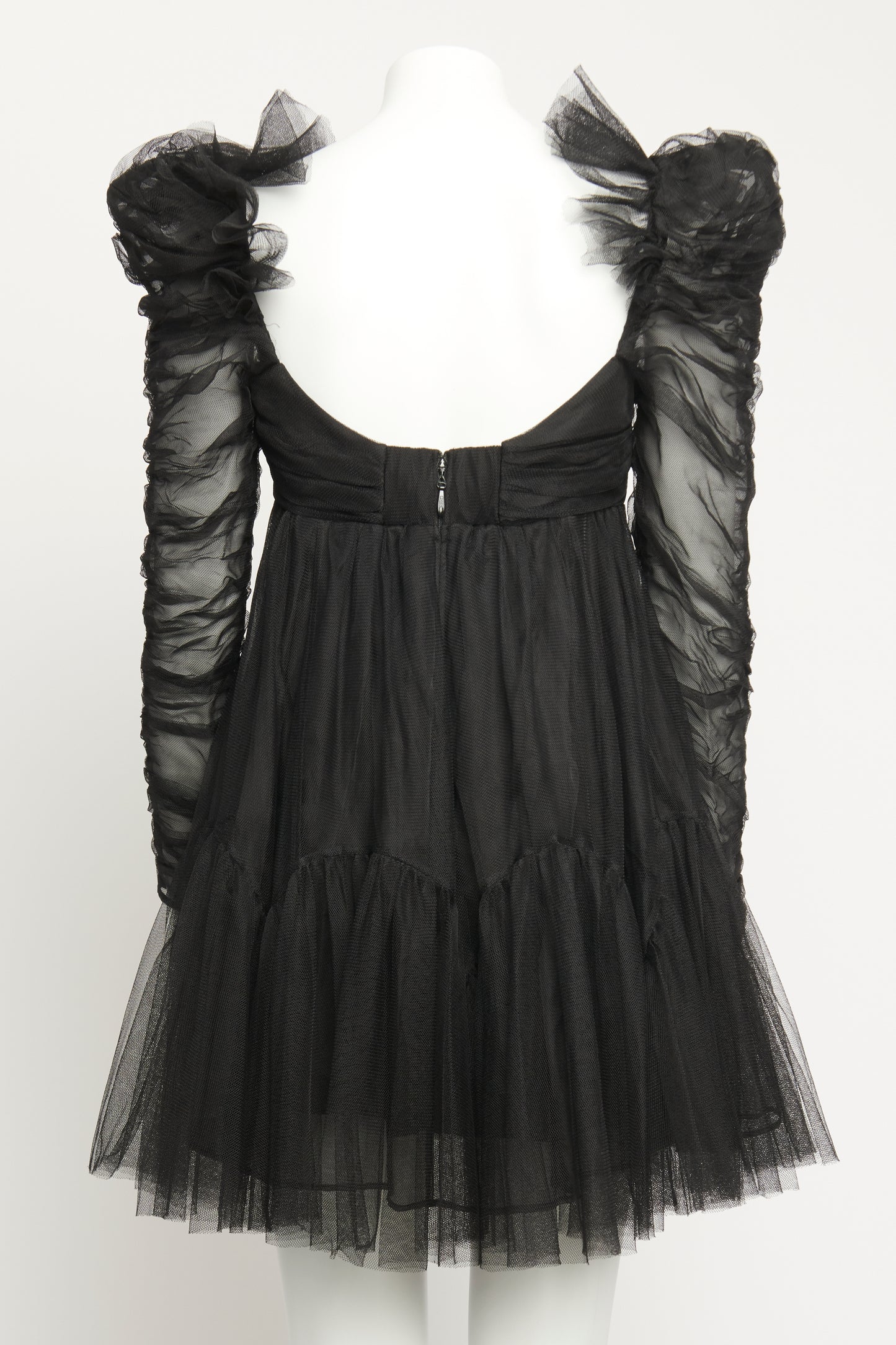 Black Tulle Ruched Preowned Mini Dress