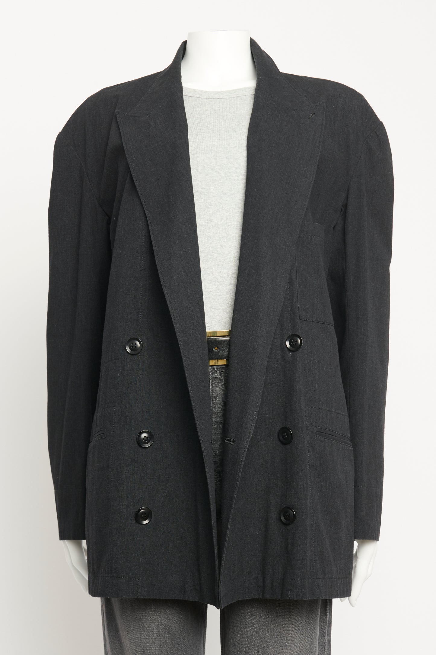Black Cotton Double Breasted Preowned Blazer