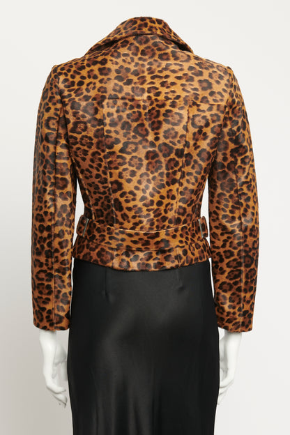 Leopard Calf Hair Preowned Biker Jacket