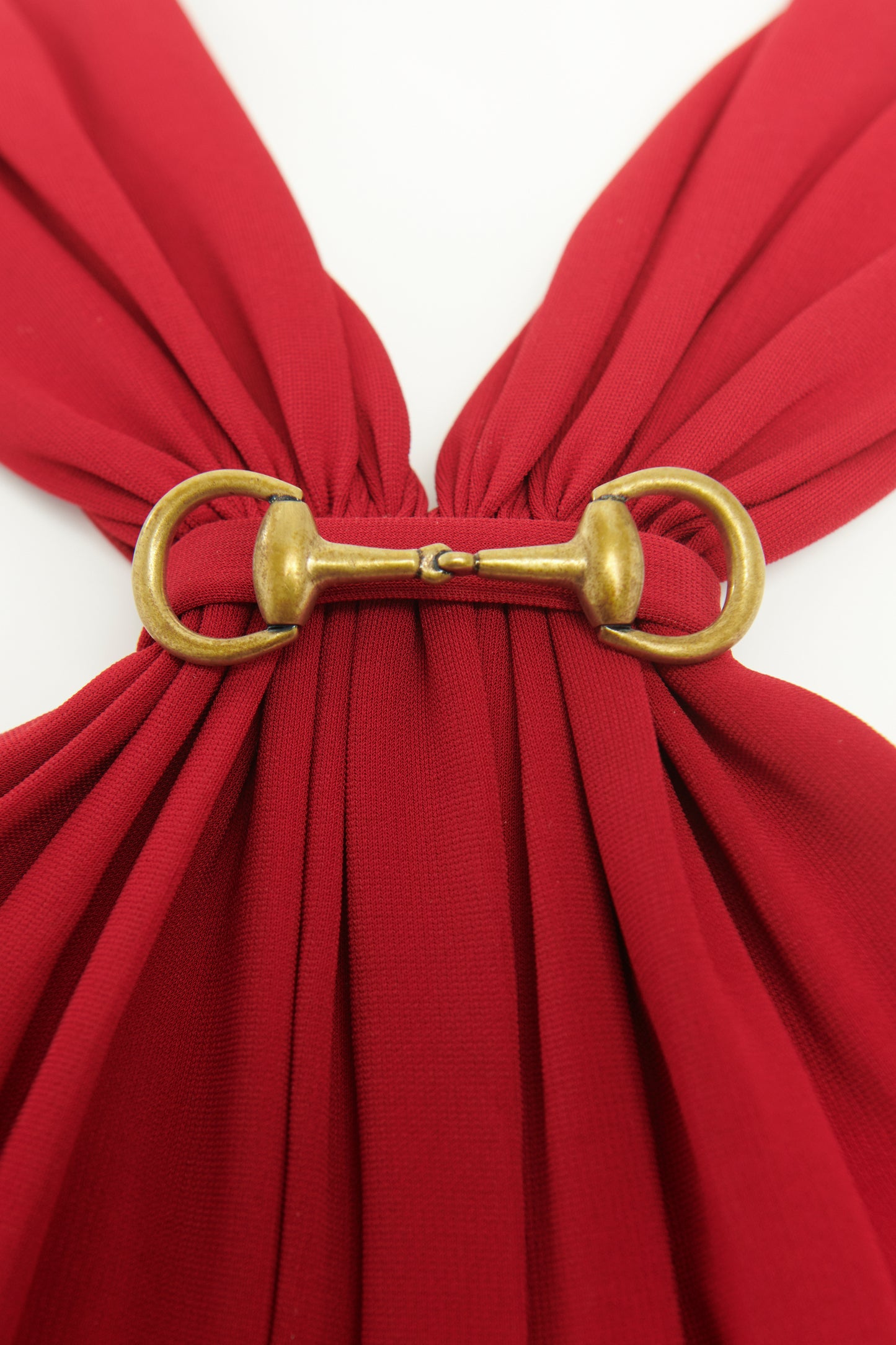 Red Viscose Horsebit Detail Preowned Dress