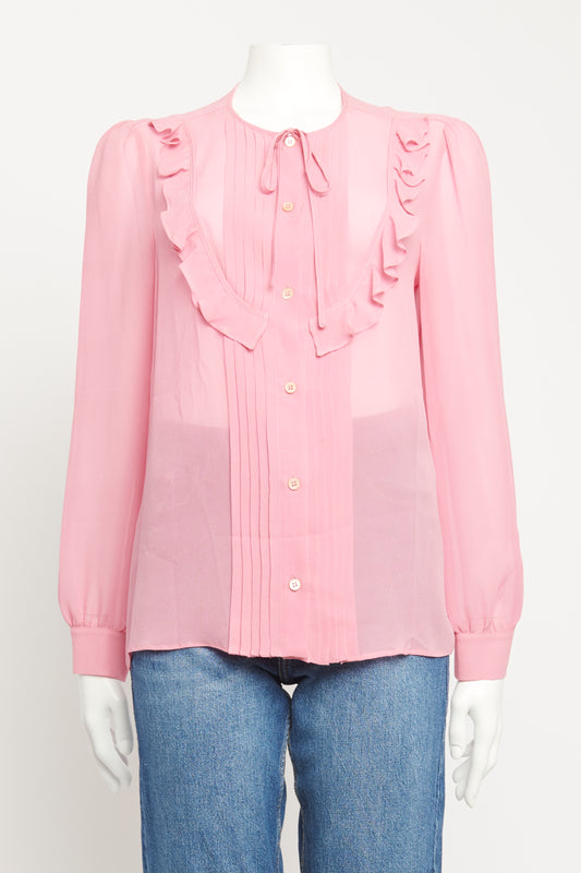 Pink Ruffle Preowned Blouse
