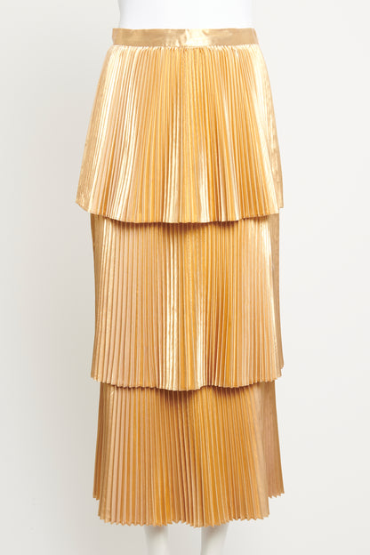 Gold Melody Pleated Preowned Skirt