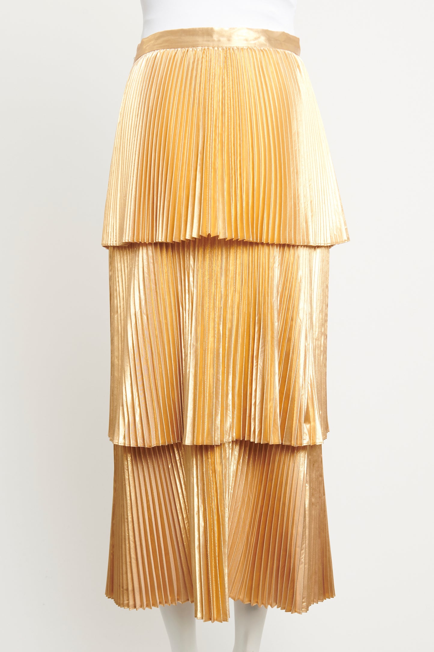 Gold Melody Pleated Preowned Skirt